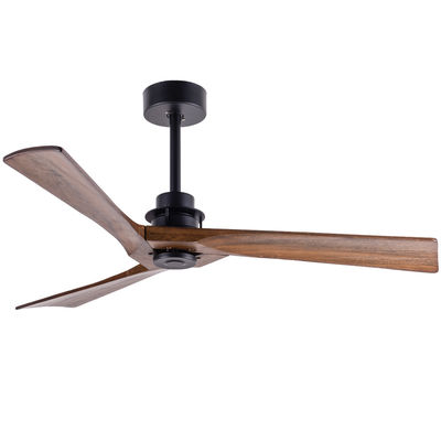 Ventilateur de plafond en bois à 3 lames décoré avec lumière et télécommande