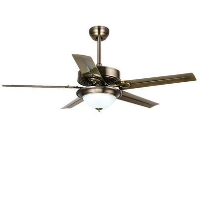 Ventilateur de plafond moderne de style européen avec lumière LED Villa AC DC 5 lames en fer