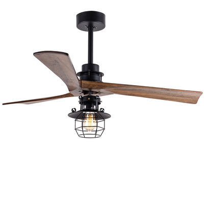 Commande à distance 52 pouces moteur CC décoratif 3 lames en bois avec lumière