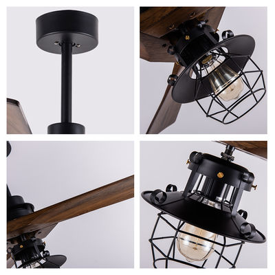 Commande à distance 52 pouces moteur CC décoratif 3 lames en bois avec lumière