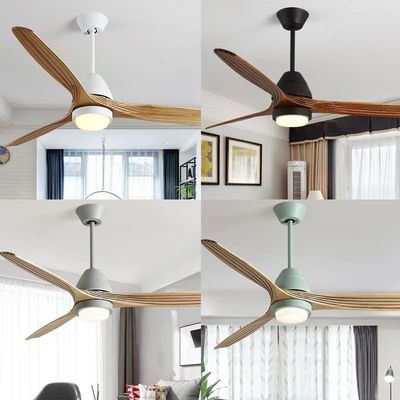 Ventilateur de plafond en bois massif LED 20W Ventilateur de plafond à hélice en bois