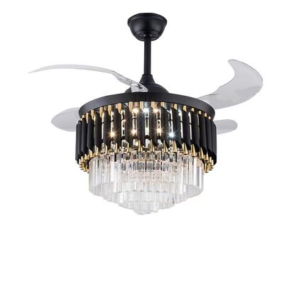 Ventilateur de plafond à moteur à courant continu rétractable moderne de 52 pouces LED 20W avec lumière