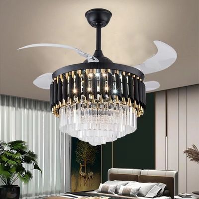 Ventilateur de plafond à moteur à courant continu rétractable moderne de 52 pouces LED 20W avec lumière
