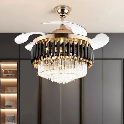Ventilateur de plafond à moteur à courant continu rétractable moderne de 52 pouces LED 20W avec lumière