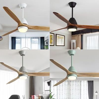 Ventilateur de plafond en bois à 3 lames LED de 52 pouces