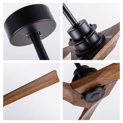 Ventilateur de plafond en bois à 3 lames décoré avec lumière et télécommande