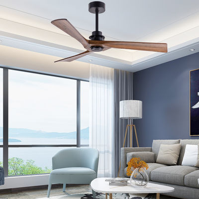 Ventilateur de plafond en bois à 3 lames décoré avec lumière et télécommande