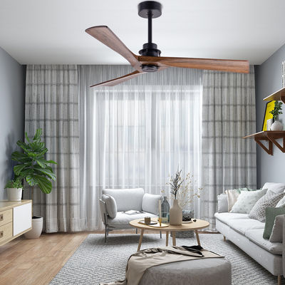 Ventilateur de plafond en bois à 3 lames décoré avec lumière et télécommande