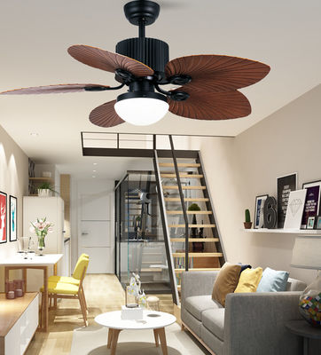 Les lames ABS sont des ventilateurs de plafond modernes avec une lumière de 52 pouces noir et brun.