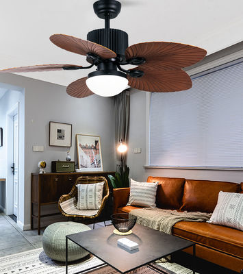 Les lames ABS sont des ventilateurs de plafond modernes avec une lumière de 52 pouces noir et brun.