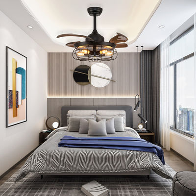 Dortoir confortable E27 52 pouces haute qualité ventilateur de plafond intelligent moteur à courant continu avec lumière