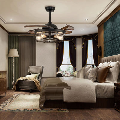 Dortoir confortable E27 52 pouces haute qualité ventilateur de plafond intelligent moteur à courant continu avec lumière