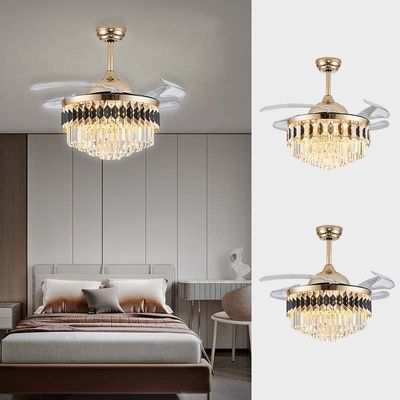 52 Ventilateur de plafond pliant à courant continu avec lustre lumineux avec ventilateur caché