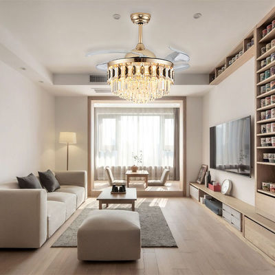 52 Ventilateur de plafond pliant à courant continu avec lustre lumineux avec ventilateur caché