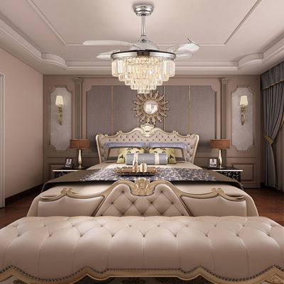 Ventilateur de plafond pliant intérieur argenté avec lumière pour chambre