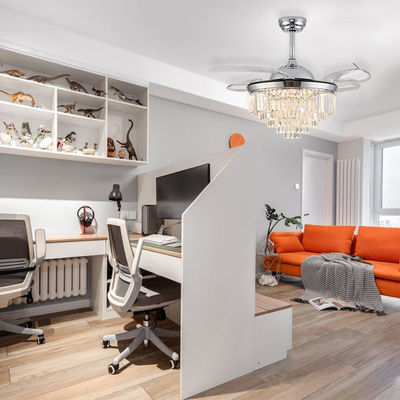 Ventilateur de plafond pliant intérieur argenté avec lumière pour chambre
