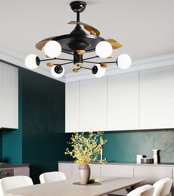 6 ampoules Ventilateurs de plafond de cuisine avec lumière Ventilateur de plafond de 52 pouces avec lumière incandescente