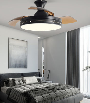 Ventilateur de plafond pliant décoratif avec télécommande légère Noir brun