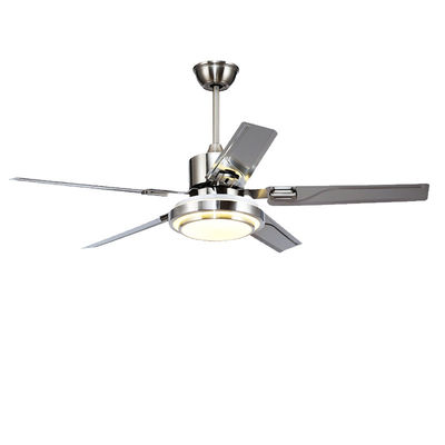 Ventilateurs de plafond à moteur à courant continu argenté de 52 pouces avec lumières / 5 lames ABS
