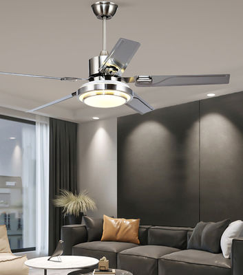 Ventilateurs de plafond à moteur à courant continu argenté de 52 pouces avec lumières / 5 lames ABS