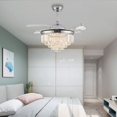 Ventilateur de plafond à lampes de cristal avec lumière et télécommande