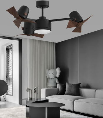 Ventilateur de plafond pliant à trois têtes noir avec lames légères et rétractables