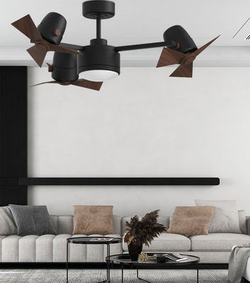 Ventilateur de plafond pliant à trois têtes noir avec lames légères et rétractables
