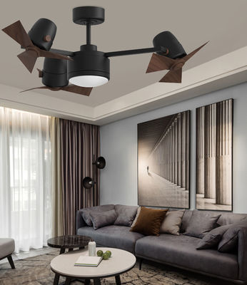 Ventilateur de plafond pliant à trois têtes noir avec lames légères et rétractables